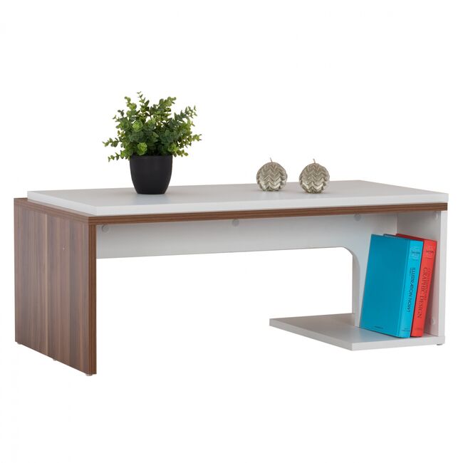 Masuta living Edward, nuanta nuc alb, 90x46x35.5 cm