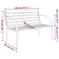 Bancă de grădină, gri, 120 cm, lemn 2