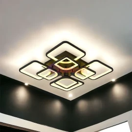 Lustra LED 4+4 Square Gigant Black Echivalent 1000W Telecomanda 2