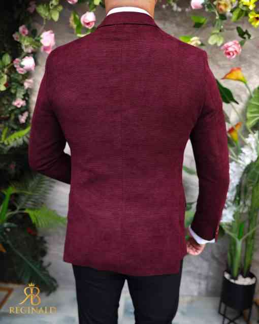 Sacou visiniu texturat de barbati, Slim Fit 2
