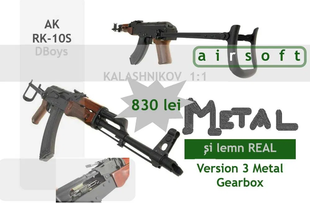 Pusca Kalașnikov Full Metal cu Lemn AK-RK10 A.E.G.
